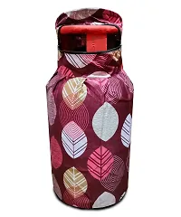 KANUSHI Industries? Washable Cotton Rose Design 1 Pc Lpg Gas Cylinder Cover+1Pc Fridge Cover/Refrigerator Cover+1 Pc Handle (CYL+FRI+1-Handle-Maroon-Long-LEVS)-thumb2