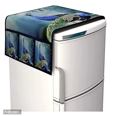 KANUSHI? Fridge Cover for Top with Pockets/Refrigerator Cover/Fridge Cover (3D Design Premium Quality)-thumb0