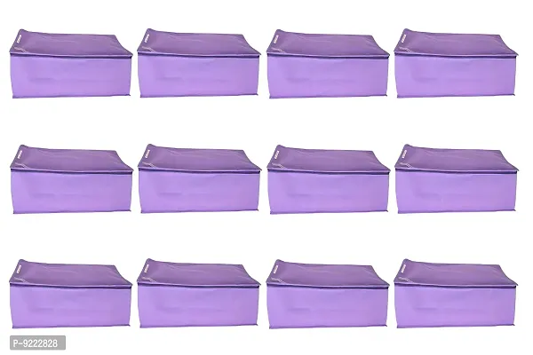 KANUSHI? Set of 12 Pc Box Type Non Woven Fabric Saree Cover/Saree Cover Bags with Stainless Steel Zip Lock Combo (Large) (Purple)-thumb0