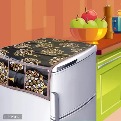 KANUSHI Industries? Fridge Cover for Top/Refrigerator Cover (Color:Brown)(FRI-BROWN-TREE-TOP-01)-thumb2