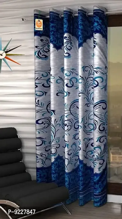 KANUSHI Industries? 1 Pieces Washable Polyster Panel Floral Design Eyelet Window Curtain Set (Panel Blue.)