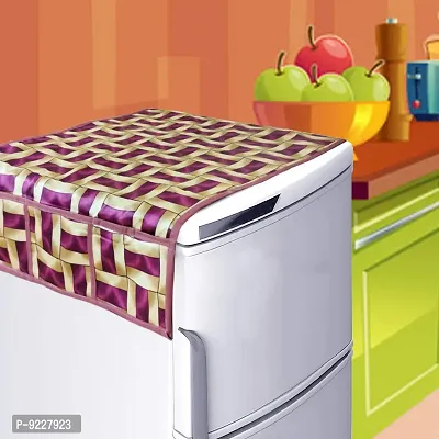 KANUSHI Industries? Fridge Covers/Refrigerator Cover (Color- Blue)(VAR-FRI-SMALL-LEAVES-BLUE-01) (VAR-FRI-PURPLE-GOLDEN-LINE-TOP-01)-thumb2