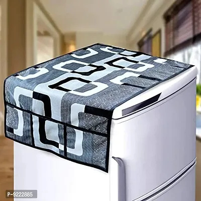 KANUSHI Industries? Fridge Top Covers/Refrigerator Covers/Fridge Covers/Refrigerator Top Covers (Black  Grey Box Design)(FT-BLACKBOX-01)