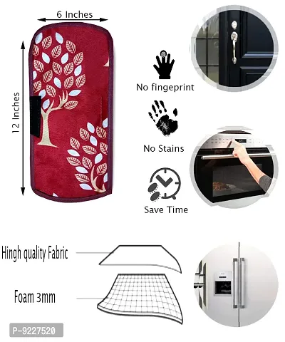 KANUSHI Industries? Washable Cotton Rose Design 1 Pc Lpg Gas Cylinder Cover+1Pc Fridge Cover/Refrigerator Cover+1 Pc Handle (CYL+FRI+1-Handle-Maroon-Tree)-thumb4