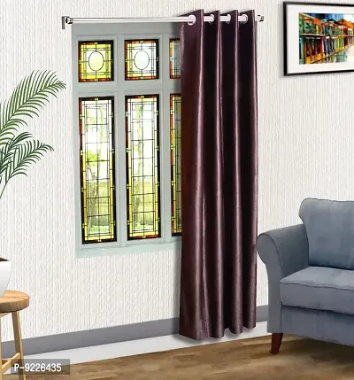 KANUSHI Industries? 1 Pieces Washable Polyster Eyelet Window Curtain Set (Curtain Plain Brown 1PC)