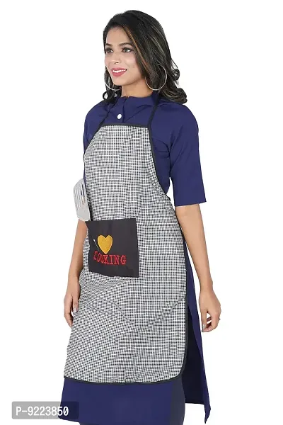 KANUSHI Industries? Apron for Kitchen Waterproof with Front Pocket(Black)(APRON-1 PC-SCL-BLACK-CHK-COOK)-thumb5