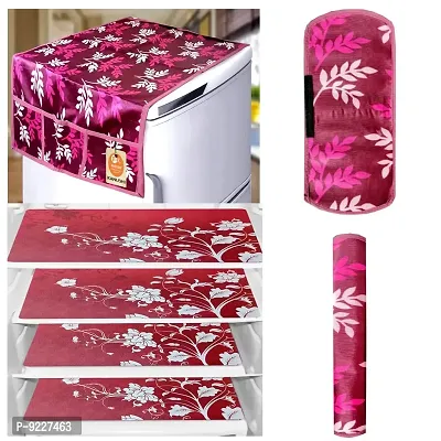 KANUSHI Industries? 1Pc Fridge Cover for Top with 6 Utility Pockets + 2 Handles Covers + 4 Fridge Mats (VAR-FRI-Wine-Small-LEVS+2-Handle+M-25-04)