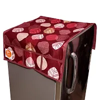 KANUSHI Industries? Washable Cotton Rose Design 1 Pc Lpg Gas Cylinder Cover+1Pc Fridge Cover/Refrigerator Cover+1 Pc Handle (CYL+FRI+1-Handle-Maroon-Long-LEVS)-thumb1