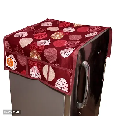 KANUSHI Industries? Washable Cotton Rose Design 1 Pc Lpg Gas Cylinder Cover+1Pc Fridge Cover/Refrigerator Cover+1 Pc Handle (CYL+FRI+1-Handle-Maroon-Long-LEVS)-thumb2