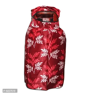 KANUSHI Industries? Washable Cotton Rose Design 1 Pc Lpg Gas Cylinder Cover+1Pc Fridge Cover/Refrigerator Cover+1 Pc Handle (CYL+FRI+1-Handle-Maroon-Small-LEVS)-thumb3