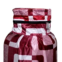 KANUSHI Industries Designer Polyester LPG Gas Cylinder Cover Set of 2Pc (2PCS+CYL-Maroon-Small-LEVS+Maroon-Box)-thumb2