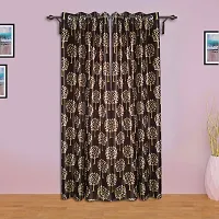 KANUSHI Industries? 2 Pieces Washable Polyster Eyelet Window Curtain Set (Curtain Brown Tree)-thumb1