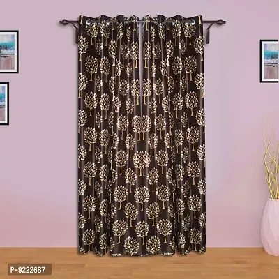 KANUSHI Industries? 2 Pieces Washable Polyster Eyelet Window Curtain Set (Curtain Brown Tree)-thumb2