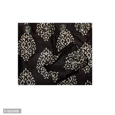 KANUSHI Industries? 2 Pieces Washable Polyster Eyelet Window Curtain Set- 5 Ft (VAR-CUR-FLORAL-BROWN-5FEET-2PCS)-thumb3