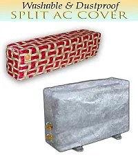 KANUSHI Industries? Split AC Cover Set for Indoor and Outdoor Unit 1.5 to 2.0 Ton Capacity (VAR-AC-in-Out-RED-Golden-LINE)-thumb1