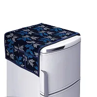 KANUSHI Industries? Fridge Covers/Refrigerator Cover (Color- Blue)(VAR-FRI-SMALL-LEAVES-BLUE-01) (FRI-SMALL-LEAVES-BLUE-01)-thumb1