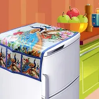 KANUSHI Industries? Fridge Covers/Refrigerator Cover (Color- White)(FRI-WHITE-PEOCOCK-TOP-3D)-thumb1