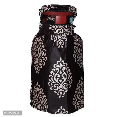 KANUSHI Industries? Washable Cotton 1 Piece Lpg Gas Cylinder Cover+1 Pc Fridge Covers/Refrigerator Cover +1 Pc Microwave Cover+2 Pc Handle Cover (CYL+FRI+Micro+2-Handle-Brown-Floral)-thumb4