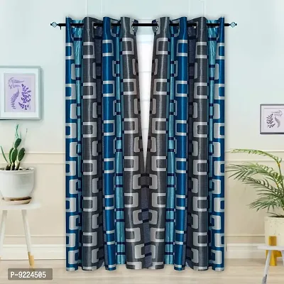 KANUSHI Industries? 2 Pieces Washable Polyster Eyelet Window Curtain Set- 5 Ft (VAR-CUR-BLUE-BOX-5FEET-2PCS)