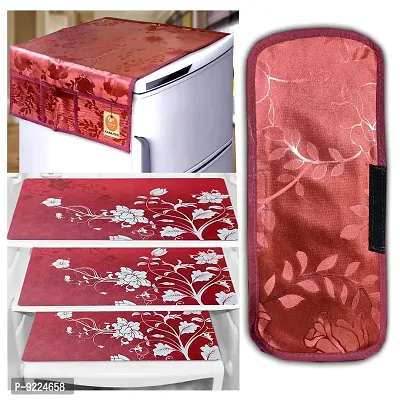 KANUSHI Industries? 1Pc Fridge Cover for Top with 6 Utility Pockets + 1 Handles Covers + 3 Fridge Mats (VAR-FRI-MAR-RAXIN-COMBO-M-25)