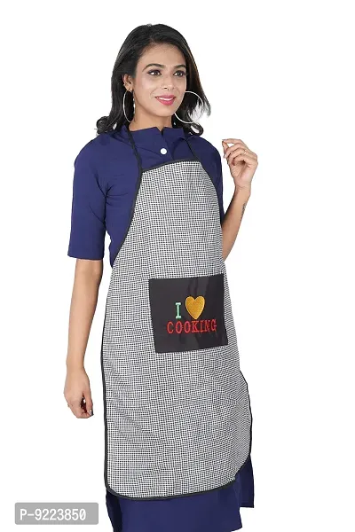 KANUSHI Industries? Apron for Kitchen Waterproof with Front Pocket(Black)(APRON-1 PC-SCL-BLACK-CHK-COOK)-thumb3