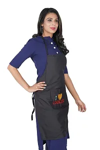 KANUSHI Industries? Apron for Kitchen Waterproof with Front Pocket(Black)(APRON-1 PC-PLAIN-BLACK-COOK)-thumb3