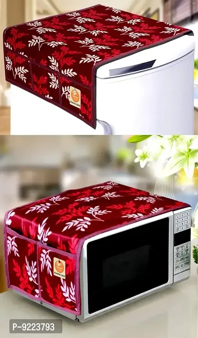 KANUSHI Industries? Fridge Covers/Refrigerator Cover + 1 Pc Microwave/Oven Cover for Top (Color- Maroon)(Copy-FRI+Micro-Maroon-Small-LEVS)