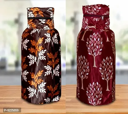 KANUSHI Industries Designer LPG and CYL Gas Cylinder Cotton Cover (Brown-Small-LEVS, Maroon-Tree)- Set of 2Pc