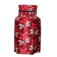 KANUSHI Industries? Cotton Leaves Design1 Piece Lpg Gas Cylinder Cover (VAR1-CYL-MAROON-SHORT-LEAVES-01)-thumb1