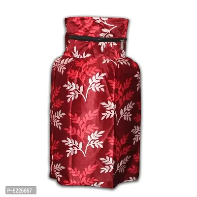 KANUSHI Industries? Cotton Leaves Design1 Piece Lpg Gas Cylinder Cover (VAR1-CYL-MAROON-SHORT-LEAVES-01)-thumb2