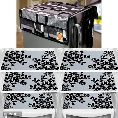 KANUSHI Industries? PVC Fridge Mats Set Of 6 / Refrigerator Mats+1 Pc Fridge cover/Refrigerator cover(FRI-BLACKBOX+M-2-06)