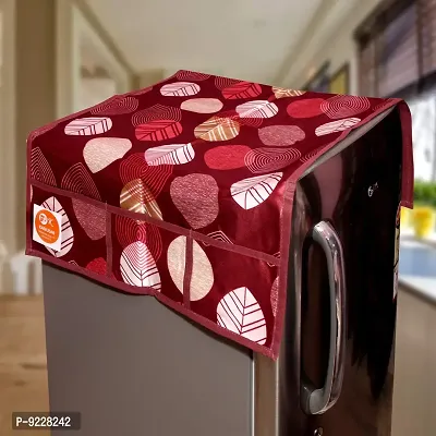 KANUSHI Industries? 1 Pc Fridge Covers/Refrigerator Cover + 1 Pc Microwave/Oven Cover Top + 3 Fridge Mats (Color- Maroon)(FRI+Micro-Maroon-Long-LEVS+M-27)-thumb2