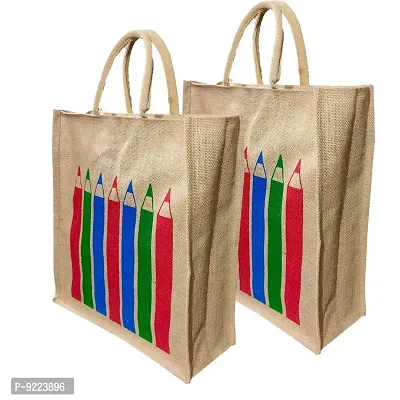 KANUSHI industries? Printed Design Jute Bag Pack of 2 (Small Size)(JUTE-BAG-J-9-SIZE-S-2PC)-thumb0