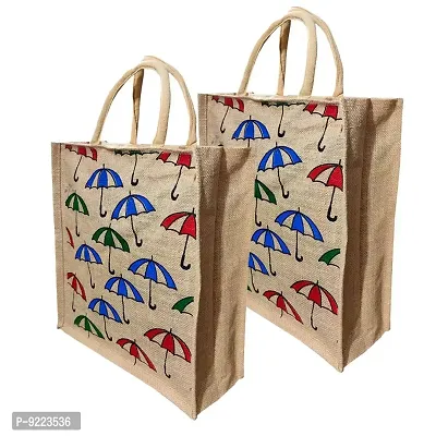 KANUSHI industries? Printed Design Jute Bag Pack of 2 (Medium Size)(JUTE-BAG-J-10-SIZE-M-2PC)