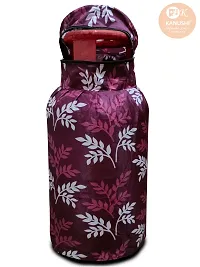 KANUSHI Industries? Washable Cotton Rose Design 1 Pc Lpg Gas Cylinder Cover+1Pc Fridge Cover/Refrigerator Cover+1 Pc Handle (CYL+FRI+1-Handle-Wine-Small-LEVS)-thumb2