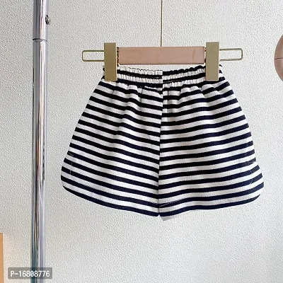 White and Black Striped Cotton Spandex Top and Skirt Set-thumb4