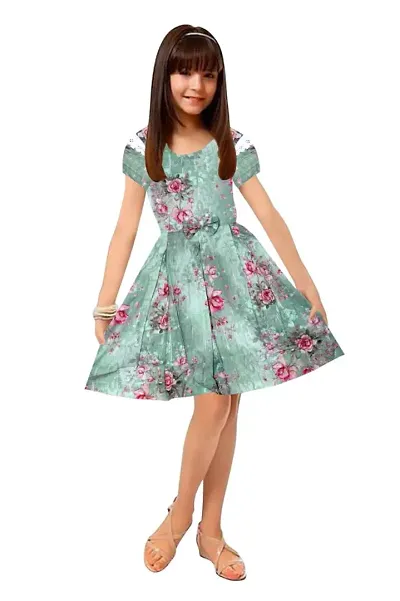 Adorable Princess Satin Digital Print Frocks For Girls