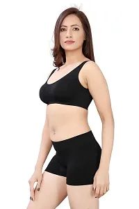 LX PRODUCTS Pack of 2 Women's Clothing Lingerie Set Air Bra Non- Padded with Boy Short Panty (Free Size :28 cm to 34 cm) (Free Size, Black)-thumb1