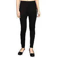 LX PRODUCTS Women's Polycotton Slim Fit Jeggings with Side Stone - Free Size- (26 inches to 32 inch Waist, Black)-thumb1