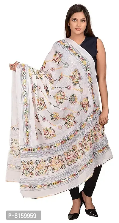 Laxmi hosiery Lx Product Women's Cotton Dupatta (White, Free size)-thumb0