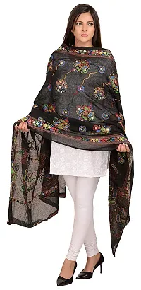 LX India Women's Cotton Embroidered Kutchi Dupatta Chakachak (black)-thumb1