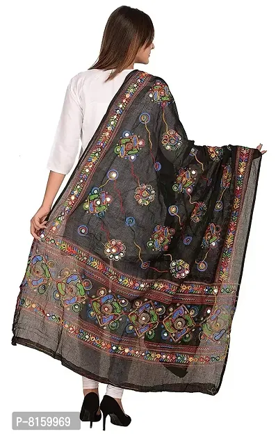 Laxmi hosiery Women's Cotton Dupatta ( Black, Free Size)-thumb3