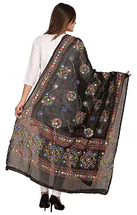 Arb creation India Women's Cotton Embroidered Kutchi Dupatta Chakachak (black, red, blue, white)-thumb2