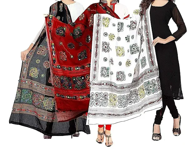 Indian handicraft Women's Casual Kutch Colour Dupatta Size 2.35 Meter Set Of 3 pic