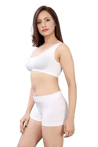 LX PRODUCTS Pack of 2 Women's Clothing Lingerie Set Air Bra Non- Padded with Boy Short Panty (Free Size :28 cm to 34 cm) (Free Size, White)-thumb1