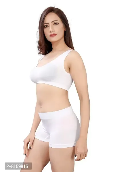 LX PRODUCTS Pack of 2 Women's Clothing Lingerie Set Air Bra Non- Padded with Boy Short Panty (Free Size :28 cm to 34 cm) (Free Size, White)-thumb2