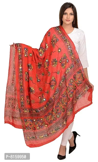 Laxmi hosiery Women's Cotton Bandhani Dupatta (Red, Free Size)-thumb0