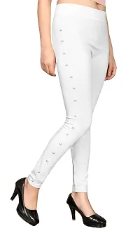 LX PRODUCTS Women's Polycotton Slim Fit Jegging with Side Stone (Free Size, 26 to 32 inch Waist , Black and White 2)-thumb1