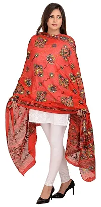 Laxmi hosiery Women's Cotton Bandhani Dupatta (Red, Free Size)-thumb1