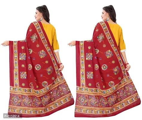 LX PRODUCTS Womens Cotton embroidery Dupattas  Stoles (Pack of 2) Red  White (RED  RED)